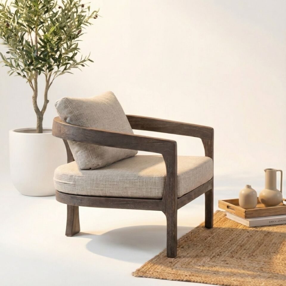 Venessa İroko Ahşap Oturma Grubu