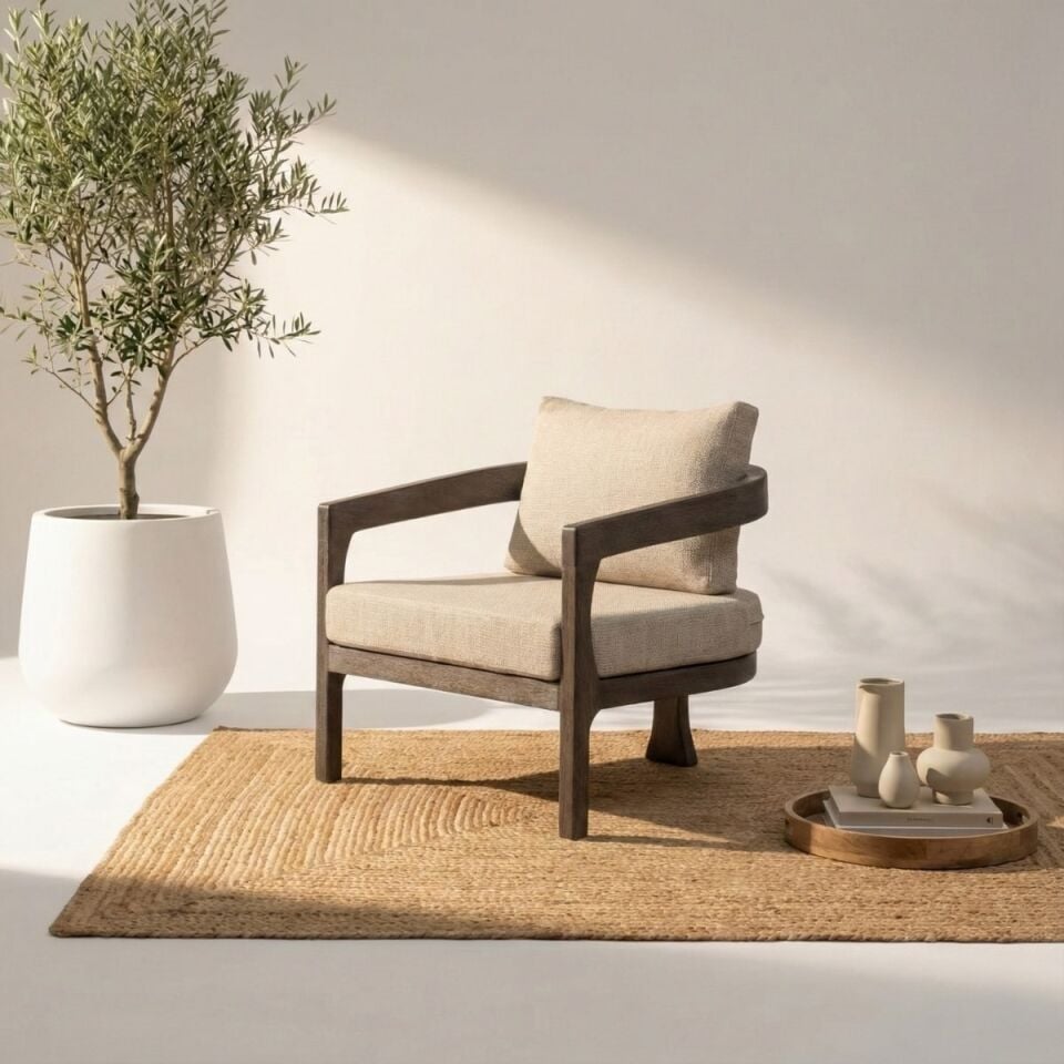 Venessa İroko Ahşap Oturma Grubu