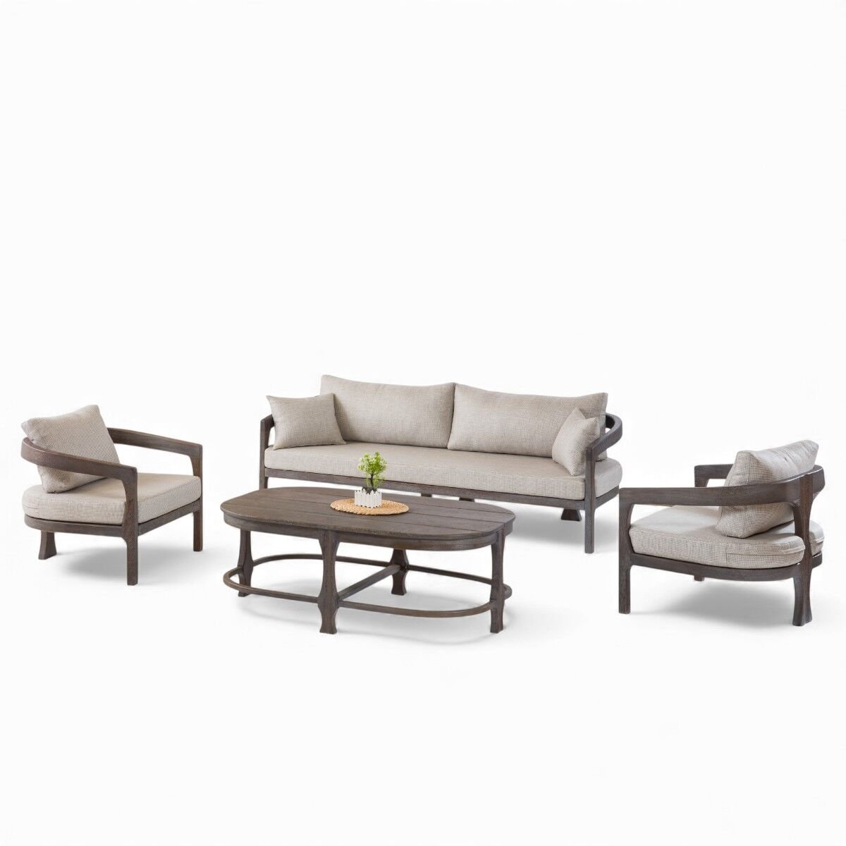 Venessa İroko Ahşap Oturma Grubu