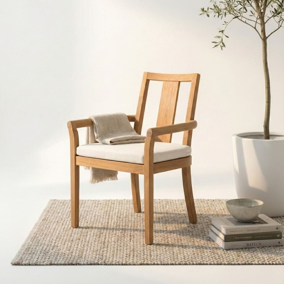 Rose 8 Kişilik İroko Ahşap Masa Sandalye