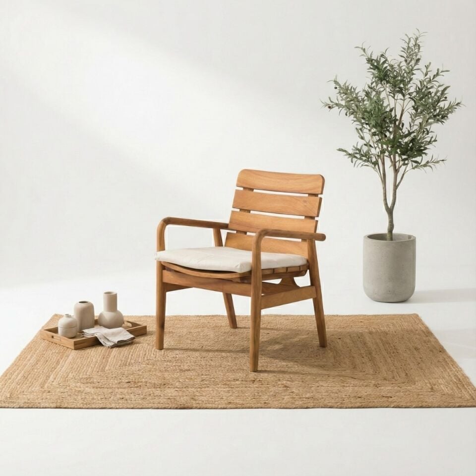 Alaçatı 6 Kişilik İroko Ahşap Masa Sandalye