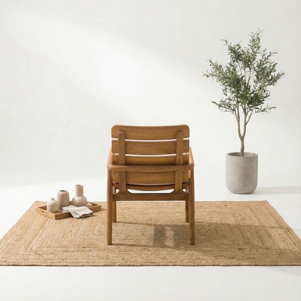 Alaçatı 6 Kişilik İroko Ahşap Masa Sandalye