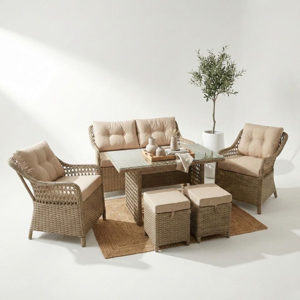 Boss İkili Rattan Oturma Grubu