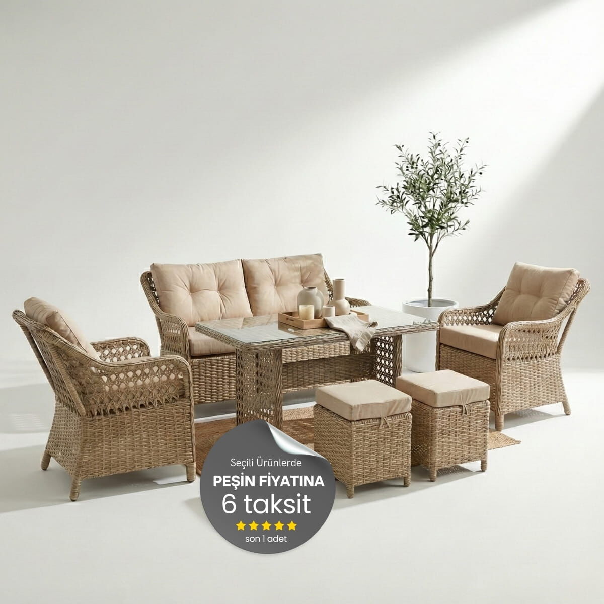 Boss İkili Rattan Oturma Grubu