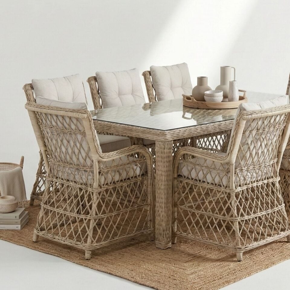 Bodrum 8 Kişilik Rattan Masa Sandalye Takımı