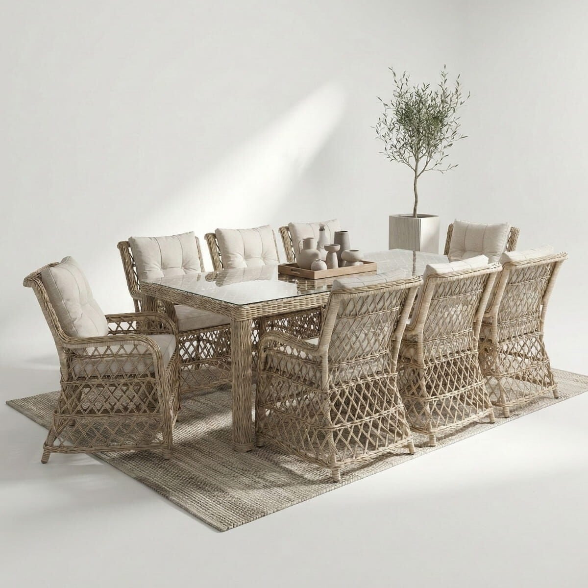 Bodrum 8 Kişilik Rattan Masa Sandalye Takımı