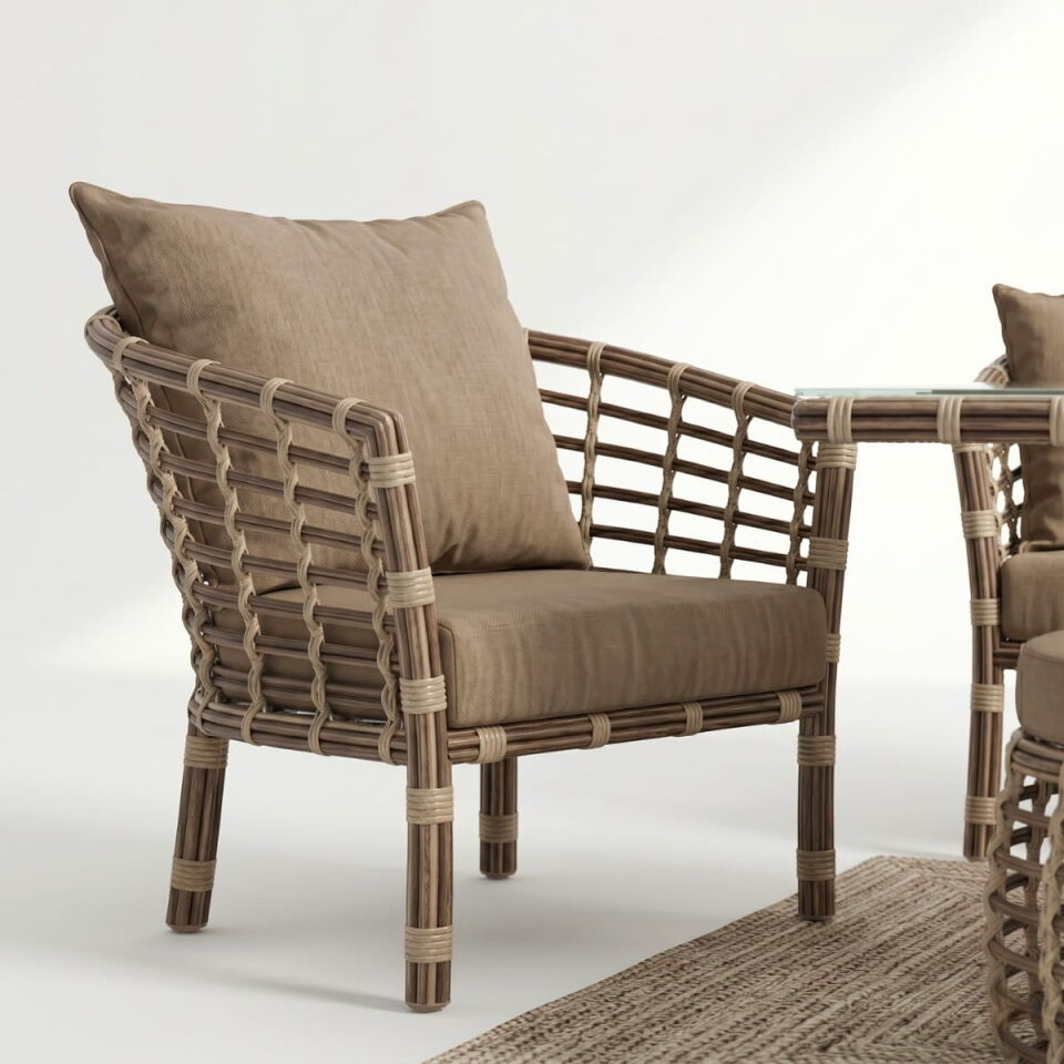 Kemer Üçlü Rattan Oturma Grubu
