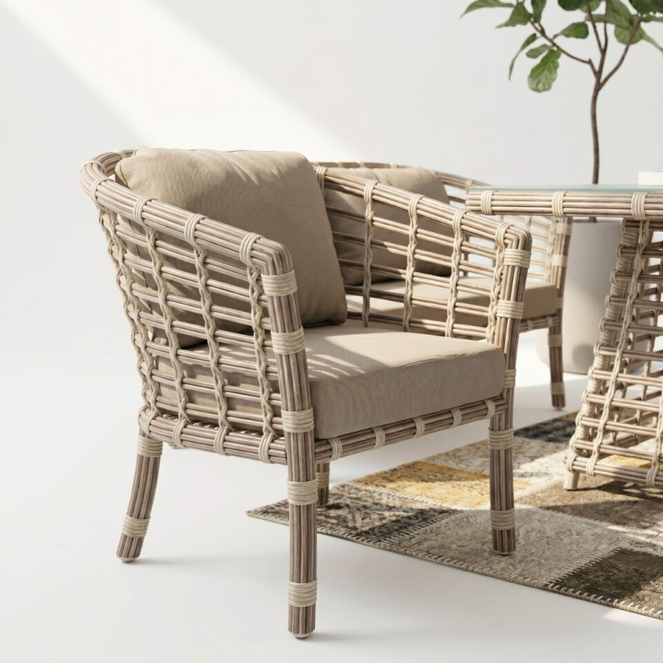 Kemer İkili Rattan Oturma Grubu